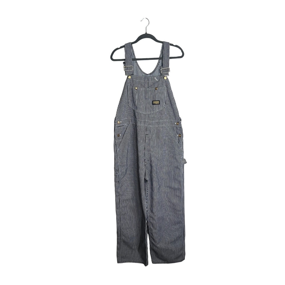 Toughskins Union Made Hickory Stripe Bib Overalls Mens Blue White Workwear 40x30
